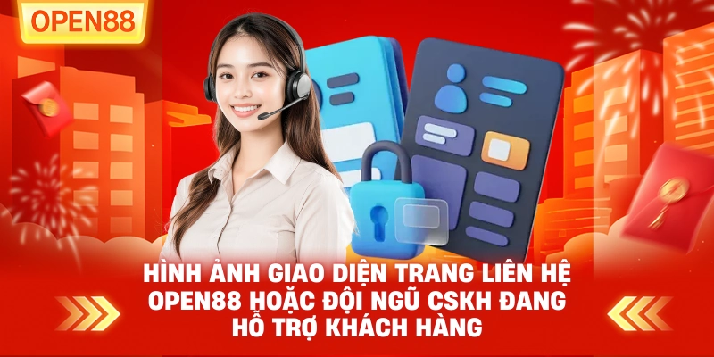 Hình ảnh giao diện trang Liên Hệ OPEN88 hoặc đội ngũ CSKH đang hỗ trợ khách hàng